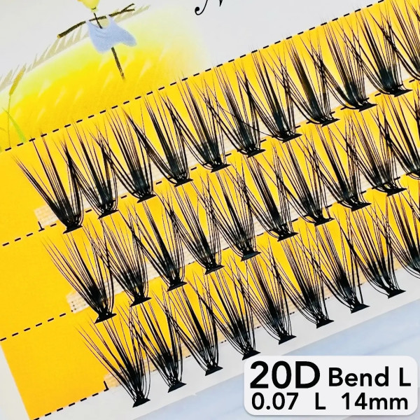 Nesura 20D eyelashes, L curve, length 14 mm, thickness 0,07 (premium)