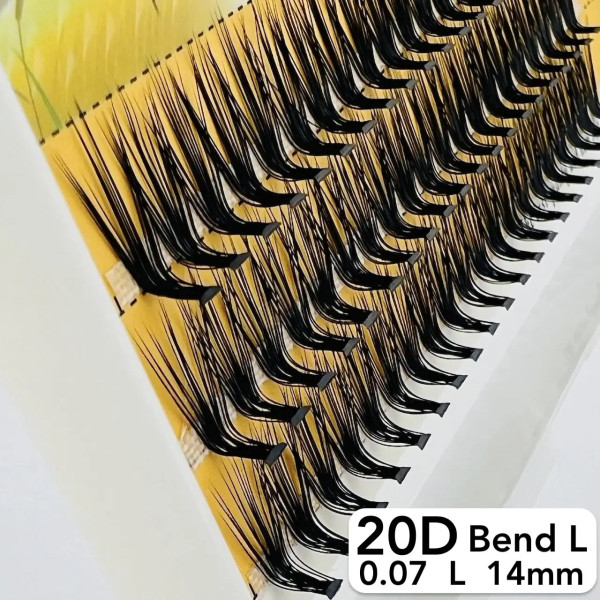 Nesura 20D eyelashes, L curve, length 14 mm, thickness 0,07 (premium)