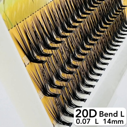 Nesura 20D eyelashes, L curve, length 14 mm, thickness 0,07 (premium)