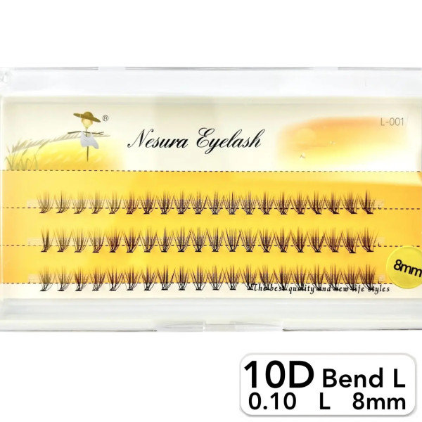 Nesura 10D eyelashes, L curve, length 8 mm, thickness 0,10 (premium)