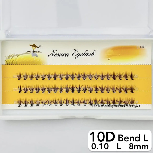 Nesura 10D eyelashes, L curve, length 8 mm, thickness 0,10 (premium)