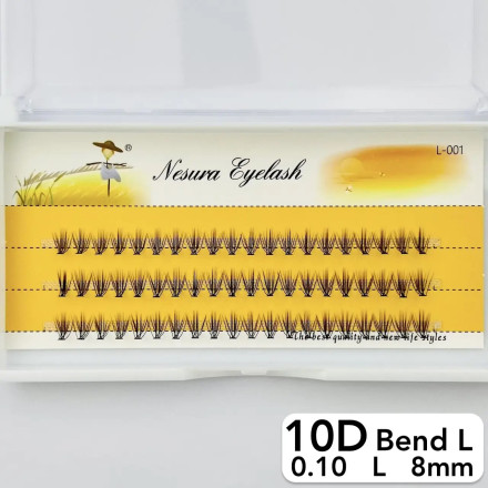 Nesura 10D eyelashes, L curve, length 8 mm, thickness 0,10 (premium)