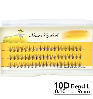 Nesura 10D eyelashes, L curve, length 9 mm, thickness 0,10 (premium)