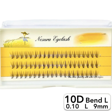 Nesura 10D eyelashes, L curve, length 9 mm, thickness 0,10 (premium)