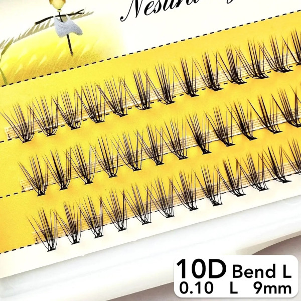 Nesura 10D eyelashes, L curve, length 9 mm, thickness 0,10 (premium)