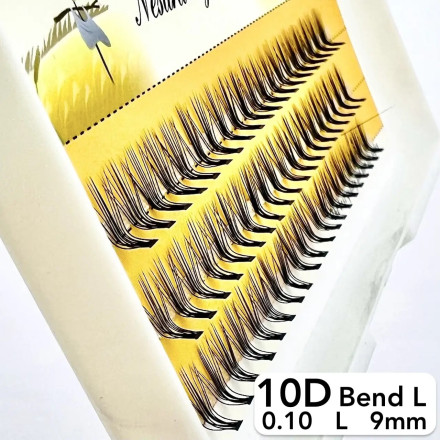 Nesura 10D eyelashes, L curve, length 9 mm, thickness 0,10 (premium)