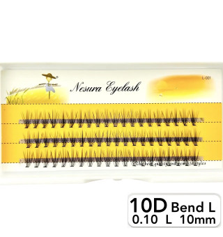 Вії Nesura 10D, вигин L, довжина 10 мм, товщина 0,10 (premium)