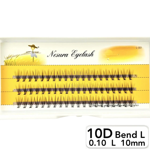 Nesura 10D eyelashes, L curve, length 10 mm, thickness 0,10 (premium)