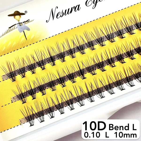 Nesura 10D eyelashes, L curve, length 10 mm, thickness 0,10 (premium)