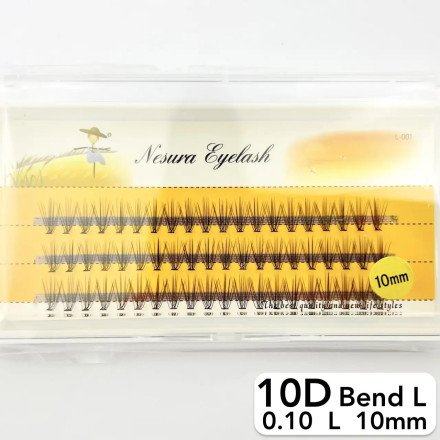 Nesura 10D eyelashes, L curve, length 10 mm, thickness 0,10 (premium)
