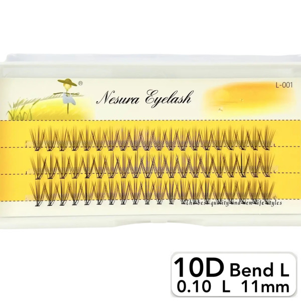 Nesura 10D eyelashes, L curve, length 11 mm, thickness 0,10 (premium)