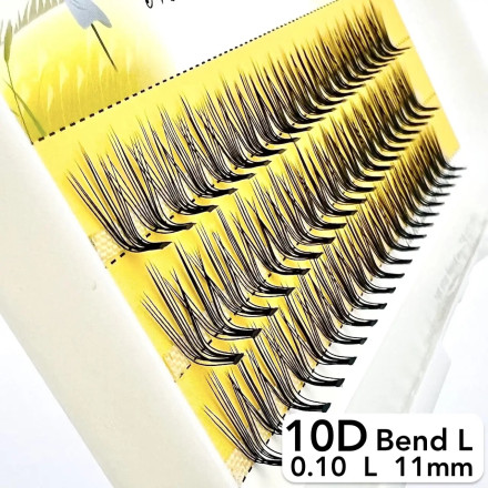 Nesura 10D eyelashes, L curve, length 11 mm, thickness 0,10 (premium)