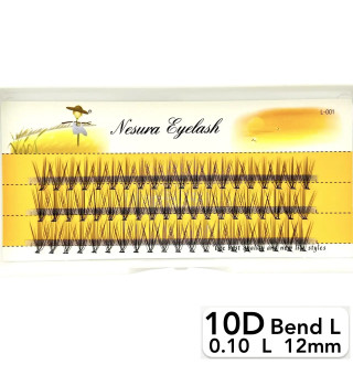Nesura 10D eyelashes, L curve, length 12 mm, thickness 0,10 (premium)