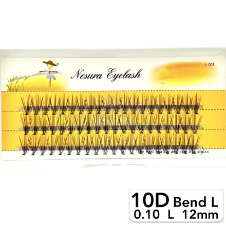 Rzęsy Nesura 10D, zgięcie L, długość 12 mm, grubość 0,10 (premium)