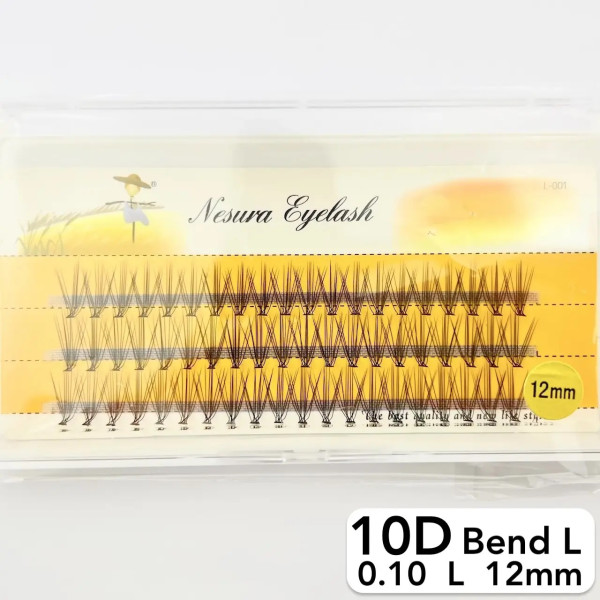 Rzęsy Nesura 10D, zgięcie L, długość 12 mm, grubość 0,10 (premium)