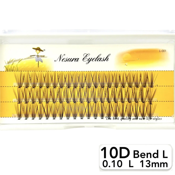 Вії Nesura 10D, вигин L, довжина 13 мм, товщина 0,10 (premium)