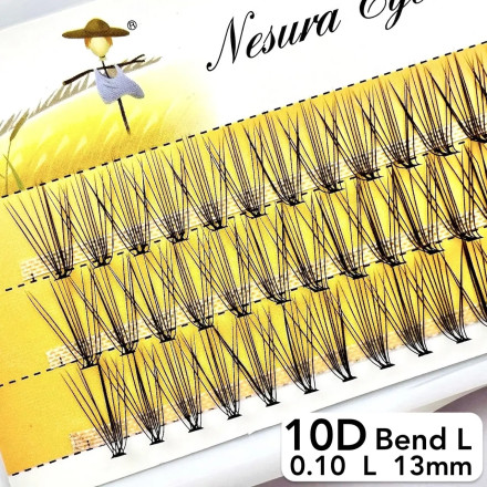 Вії Nesura 10D, вигин L, довжина 13 мм, товщина 0,10 (premium)