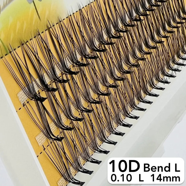 Nesura 10D eyelashes, L curve, length 14 mm, thickness 0.10 (premium)