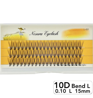Nesura 10D eyelashes, L curve, length 15 mm, thickness 0,10 (premium)