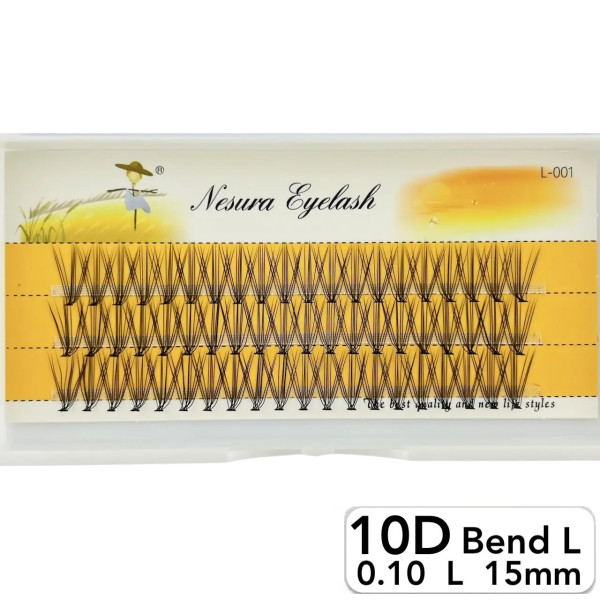 Вії Nesura 10D, вигин L, довжина 15 мм, товщина 0,10 (premium)