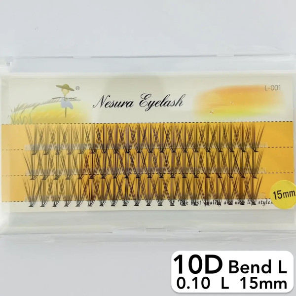 Вії Nesura 10D, вигин L, довжина 15 мм, товщина 0,10 (premium)