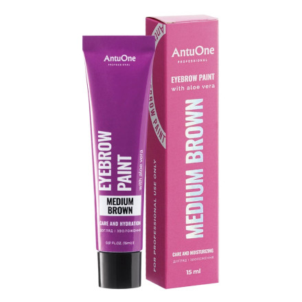 Краска для бровей с алоэ вера AntuOne Medium Brown, 15 мл