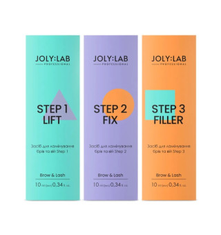 Система для ламинирования бровей и ресниц JolyLab 3 Шага в одном наборе, 10*3 мл