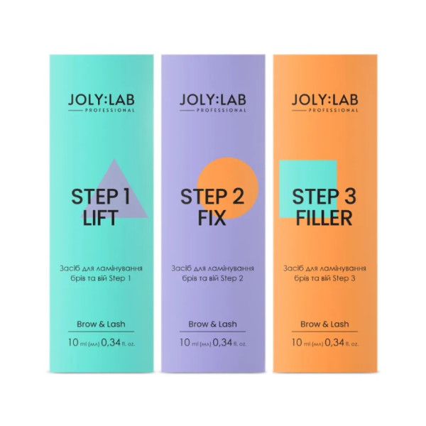 Система для ламинирования бровей и ресниц JolyLab 3 Шага в одном наборе, 10*3 мл
