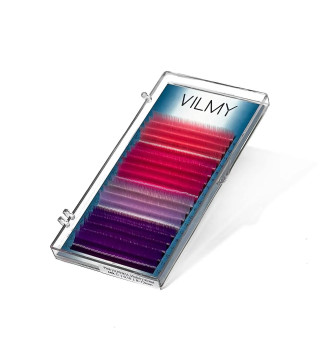Вії кольорові 18 ліній VILMY 4color mix pink-violet (C 0.10 (8-12))