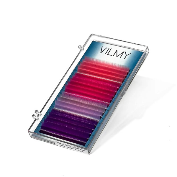 Ресницы цветные 18 линий VILMY 4color mix pink-violet (CC 0.07 (8-12))