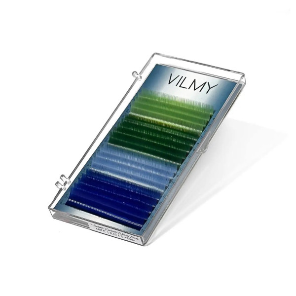 Ресницы цветные 18 линий VILMY 4color mix green-blue (CC 0.10 (8-12))