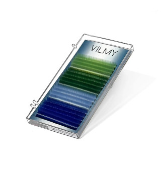 Вії кольорові 18 ліній VILMY 4color mix green-blue (C 0.10 (8-12))