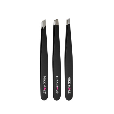 Set of black tweezers Nikk Mole (3 pcs)