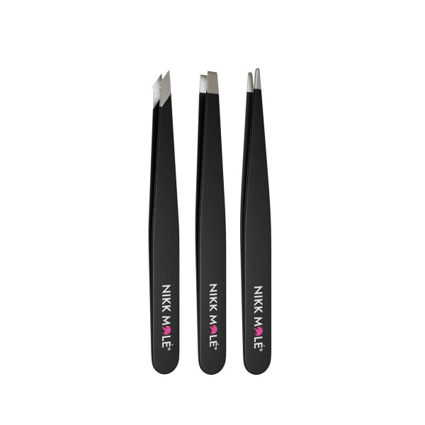 Set of black tweezers Nikk Mole (3 pcs)