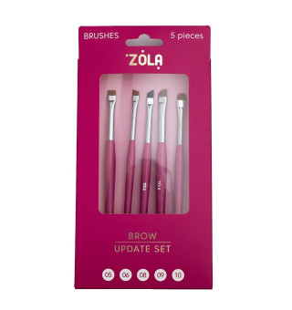 Набір пензлів для брів ZOLA Brow Update Set (5 шт), малинова упаковка