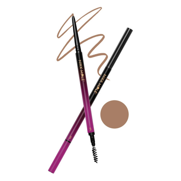 Mechanical ultra-thin brow pencil Nikk Mole #3 with brush, Hott latte