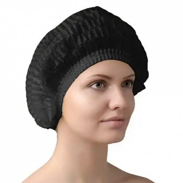 Panni Mlada medical cap with double spunbonded elastic band (100 pcs.), black