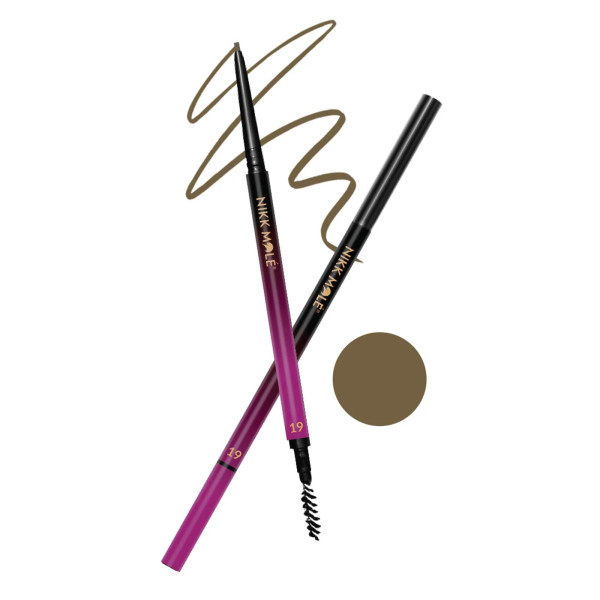 Mechanical ultra-thin brow pencil Nikk Mole #19 with brush, Espresso