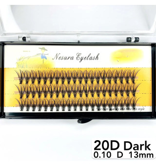 Nesura 20D eyelashes, D curl, length 13 mm, thickness 0.10 (dark)