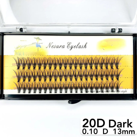 Вії Nesura 20D, вигин D, довжина 13 мм, товщина 0,10 (dark)