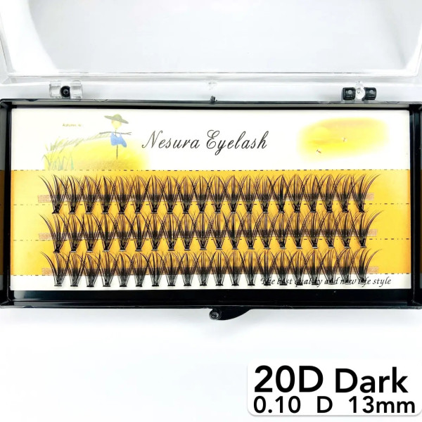Вії Nesura 20D, вигин D, довжина 13 мм, товщина 0,10 (dark)