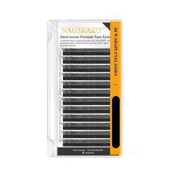Eyelashes Nagaraku Mix D W-shape 4D, 0.07, 8-14 mm