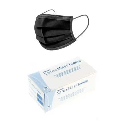 Black three-layer masks, 50 pcs/pack