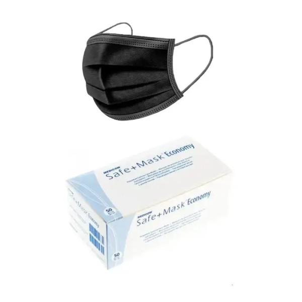 Black three-layer masks, 50 pcs/pack
