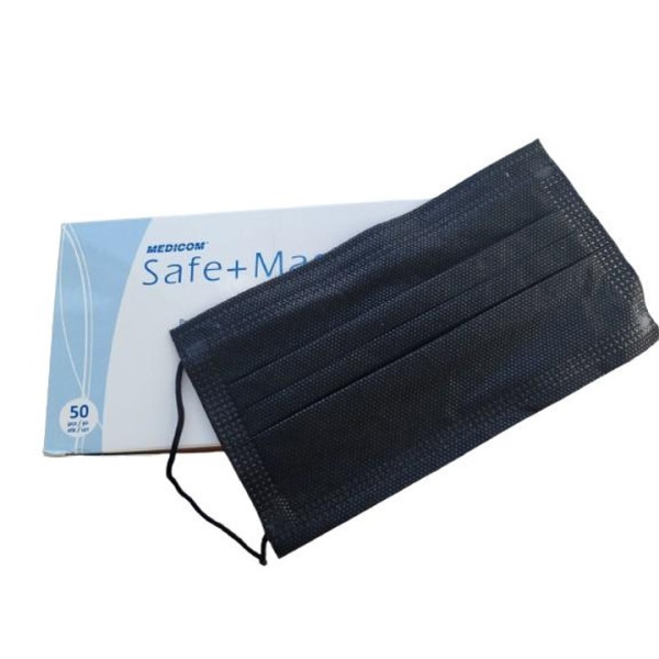 Black three-layer masks, 50 pcs/pack