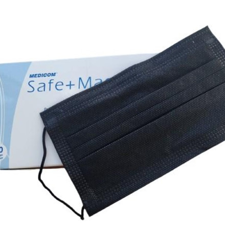 Black three-layer masks, 50 pcs/pack