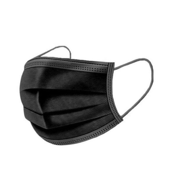 Black three-layer masks, 50 pcs/pack