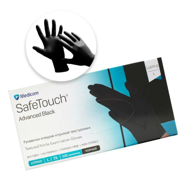 Medicom L black nitrile gloves, (100 pcs/pack)