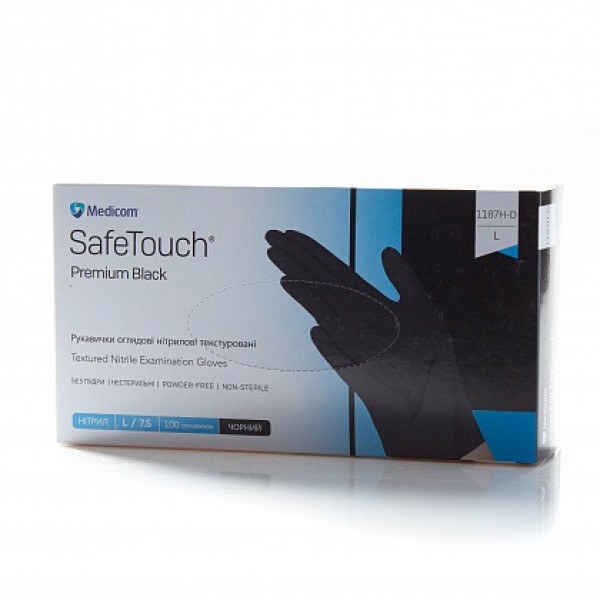 Medicom L black nitrile gloves, (100 pcs/pack)