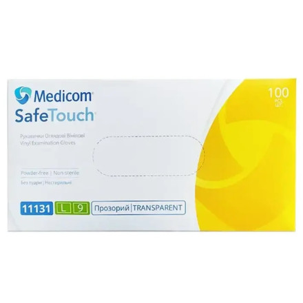 Medicom vinyl gloves, size L (100 pcs/pack)